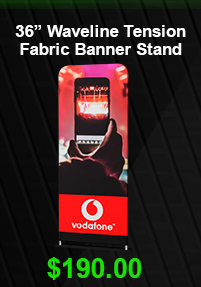 36” Waveline Tension Fabric Banner Stand USD 190